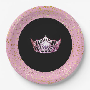Assiettes En Carton Miss America Plaques en papier couronne-Golden Sta