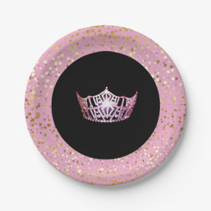 Assiettes En Carton Miss America Plaques en papier couronne-Golden Sta