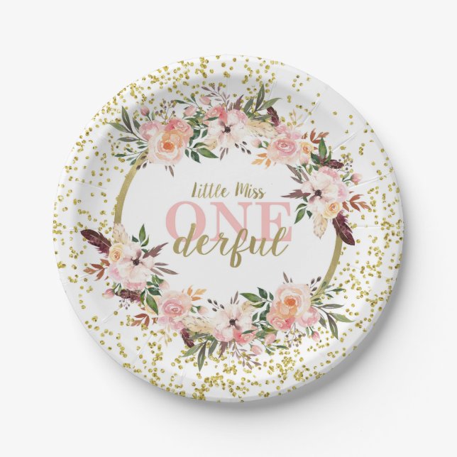 Assiettes En Carton Miss ONEderful Birthday Plates (Devant)