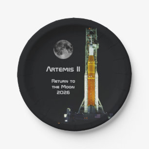 Assiettes En Carton Mission Artemis II sur la Lune