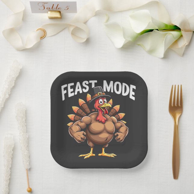 Assiettes En Carton Mode fête Drôle Thanksgiving Turquie Fitness Repas (Mariage)