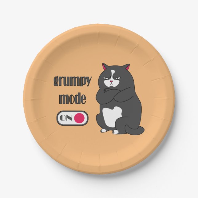 Assiettes En Carton Mode grumeux sur drôle de gros chat (Devant)