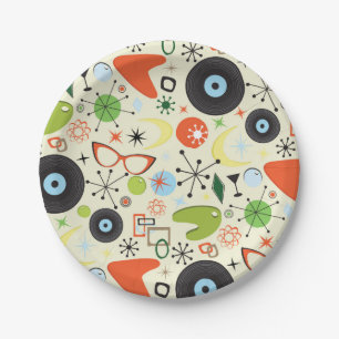 Assiettes En Carton Mode Rétro Années 50 60 Tendance Vintage Soirée