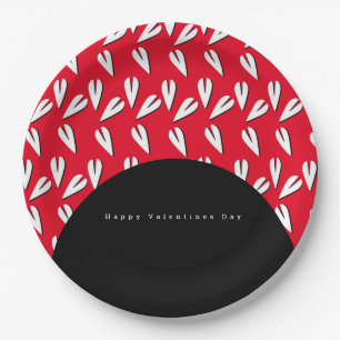 Assiettes En Carton Modèle d'arche et de cœurs de la Saint-Valentin