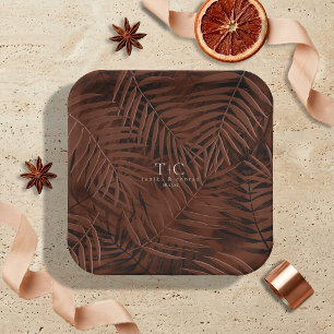 Assiettes En Carton Modèle de feuilles de palmier au coucher du soleil