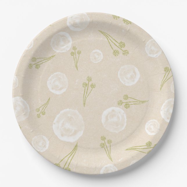 Assiettes En Carton Modèle floral (Devant)