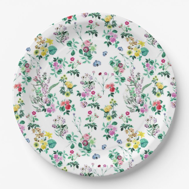 Assiettes En Carton Modèle floral clair (Devant)