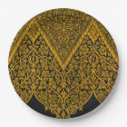 Modèle floral indien vintage noir et or