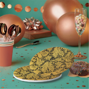 Assiettes En Carton Modèle Floral Or Fleur orientale