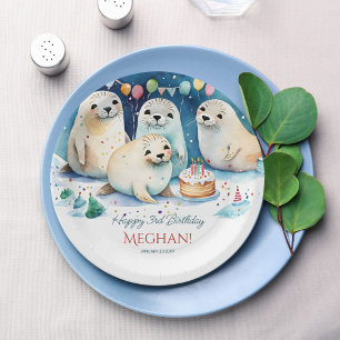 Assiettes En Carton Modèle personnalisé pour l'anniversaire d'hiver du