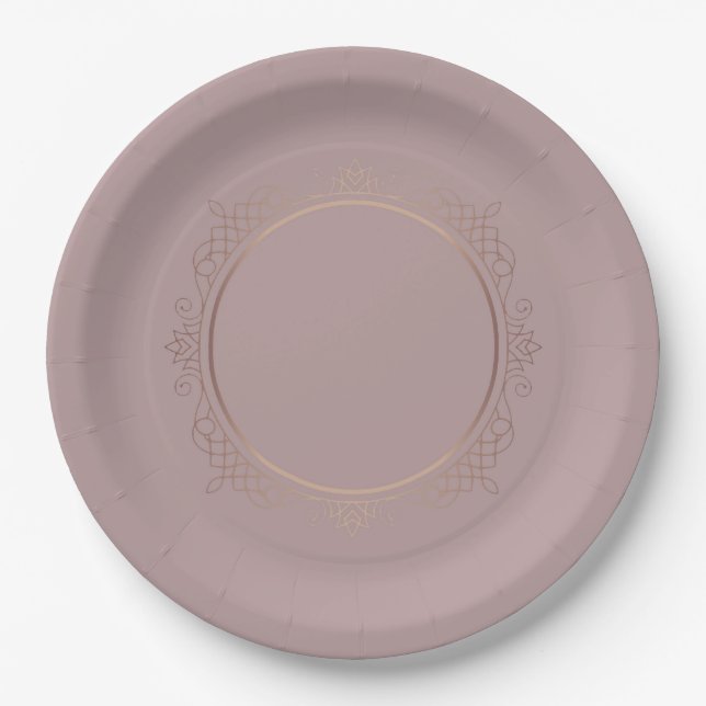 Assiettes En Carton Modèle Rose Gold Blank personnalisé Ajouter votre  (Devant)