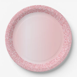 Assiettes En Carton Modèle vierge pailleté or rose tendance