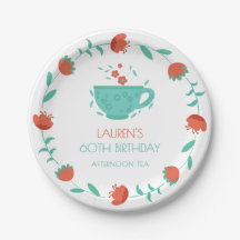 Modern Floral Birthday - Tea Party Paper Plate