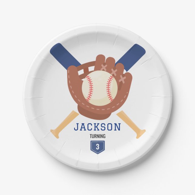 Assiettes En Carton Modern Minimalist Baseball Batter Up Birthday (Devant)