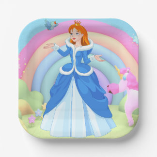 Assiettes En Carton Modern Rainbow and Disney Princess Birthday