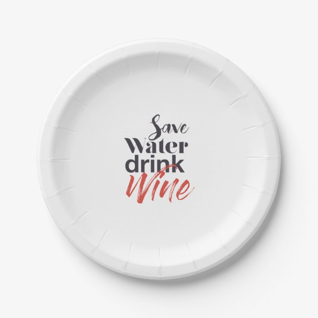 Assiettes En Carton Moderne, amusant, créatif, drôle Sauvegarder l'eau (Devant)