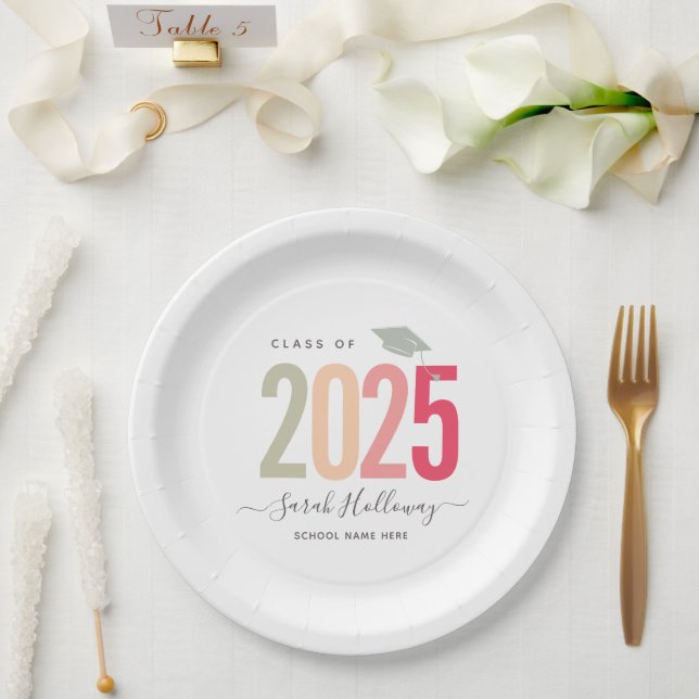 Assiettes En Carton Moderne Chic Graduation Blush Pink Grad Party (Mariage)