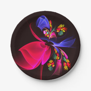 Assiettes En Carton Moderne coloré Floral Abstrait Art Motif #06