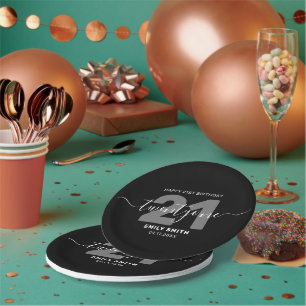 Assiettes En Carton Moderne Elégant 21e anniversaire