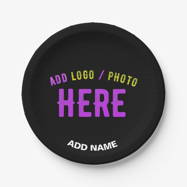 ASSIETTES EN CARTON MODERNE ET MODERNE PERSONNALISABLE NOIR VÉRIFIÉ (Devant)