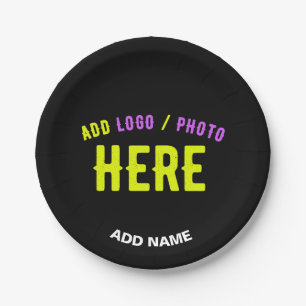 ASSIETTES EN CARTON MODERNE ET MODERNE PERSONNALISABLE NOIR VÉRIFIÉ