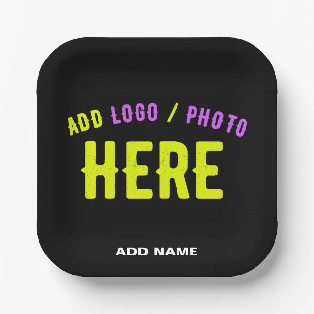 ASSIETTES EN CARTON MODERNE ET MODERNE PERSONNALISABLE NOIR VÉRIFIÉ (Recto)