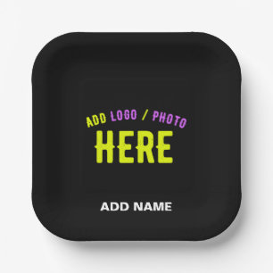 ASSIETTES EN CARTON MODERNE ET MODERNE PERSONNALISABLE NOIR VÉRIFIÉ