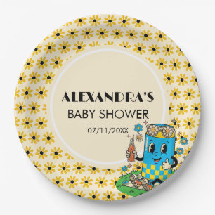 Assiettes En Carton Moderne Groovy Daisy Bleue Jaune Elle est prête à 