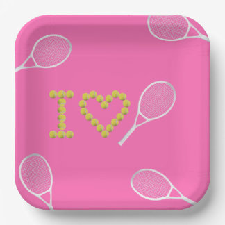 Assiettes En Carton Moderne I Love Tennis Rose