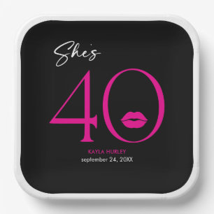 Assiettes En Carton Moderne minimal rose lèvres Elle a quarante ans