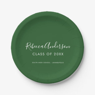 Assiettes En Carton Moderne Minimaliste Diplômé Écriture Vert Foncé 