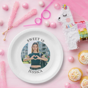 Assiettes En Carton Moderne minimaliste Sweet 16 Birthday Circle Photo