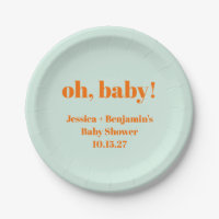 Moderne Mint Mint Orange Baby shower Nom personnal