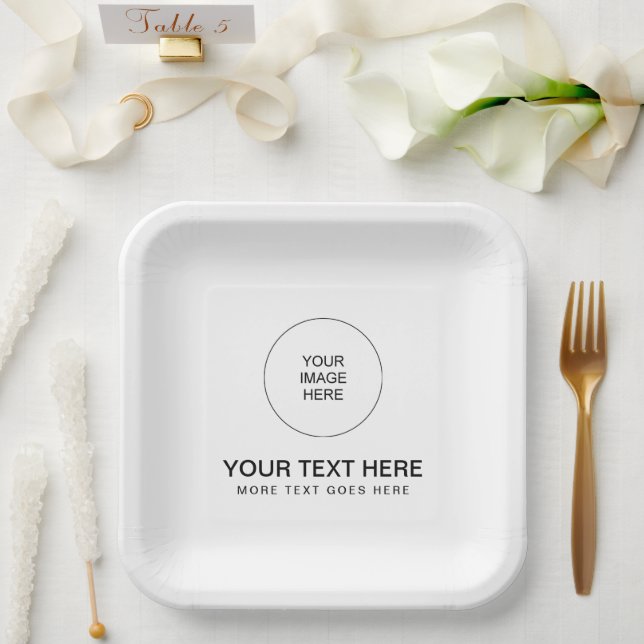 Assiettes En Carton Moderne Modèle Simple Minimaliste Ajouter Photo Te (Mariage)