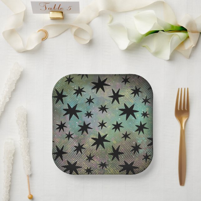 Assiettes En Carton Moderne Rétro Du Milieu Du Siècle (Mariage)