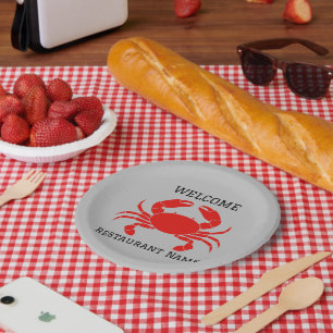 Assiettes En Carton Moderne Simple rouge crabe de mer frais