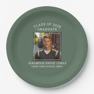 Assiettes En Carton Moderne Simple Sage Green Photo Graduation