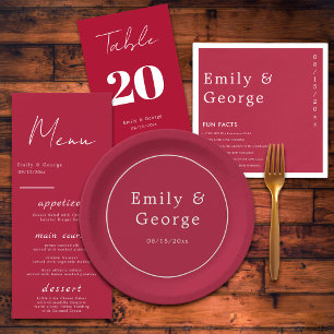 Assiettes En Carton Moderne Simple Script Viva Magenta Mariage élégant