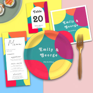 Assiettes En Carton Moderne Whimsical coloré Super Mariage Abstrait