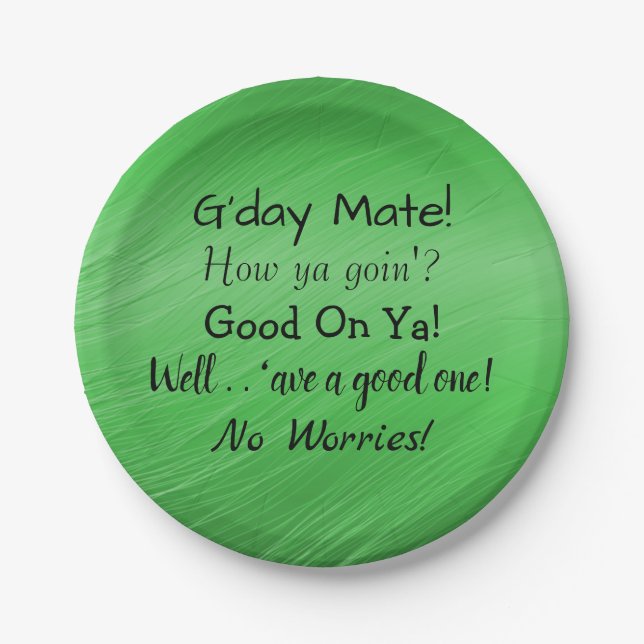 Assiettes En Carton Modifier le texte - Conversation Aussie Slang 7" (Devant)