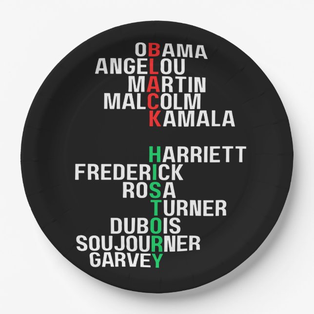 Assiettes En Carton Mois de l'histoire noire Melanin King Reine Sista  (Devant)