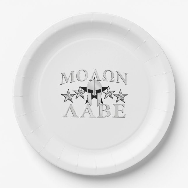 Assiettes En Carton Molon Labe Casque guerrier spartiate 5 étoiles Par (Devant)