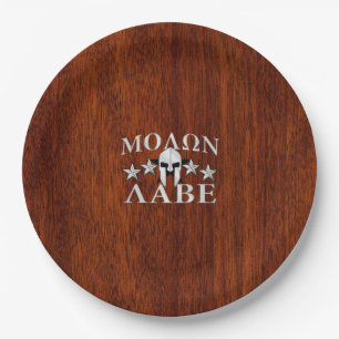 Assiettes En Carton Molon Labe Casque guerrier spartiate en acajou