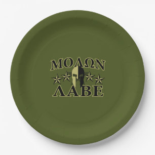 Assiettes En Carton Molon Labe Spartan 5 étoiles Olive Green
