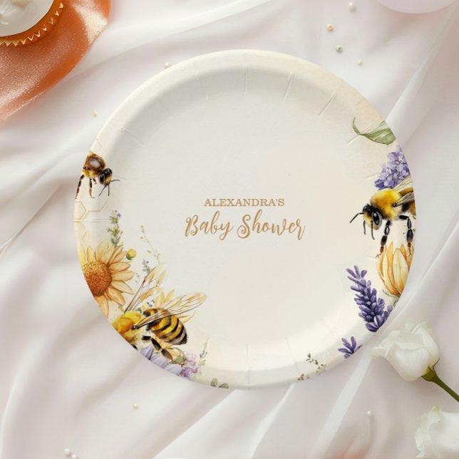 Assiettes En Carton Mommy to Bee Wildflowers Baby Shower (Créateur téléchargé)