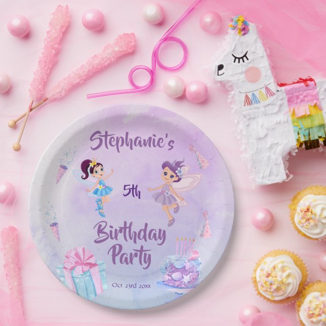 Assiettes En Carton Mon ange fête son anniversaire à cinq ans : (Fête)