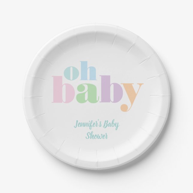 Assiettes En Carton Mon bébé | Pastel Turquoise Baby shower moderne (Devant)