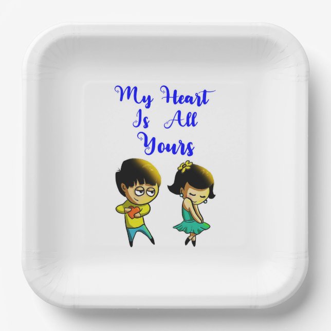 Assiettes En Carton Mon coeur est tout votre Bestie Couple amour Valen (Recto)