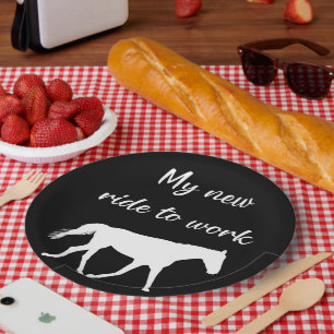 Assiettes En Carton Mon nouveau voyage au travail en cheval drôle
