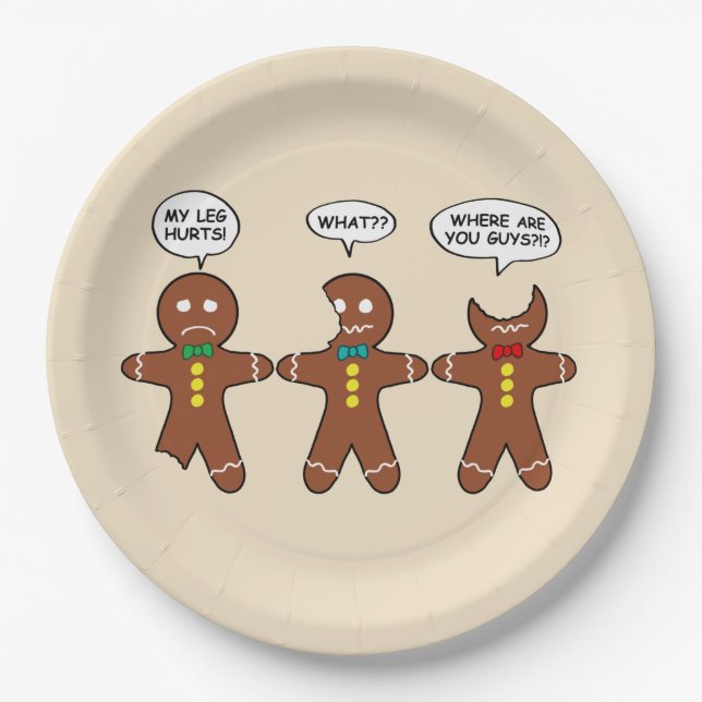 Assiettes En Carton Mon pain d'épices ma jambe fait mal à l'Humour (Devant)
